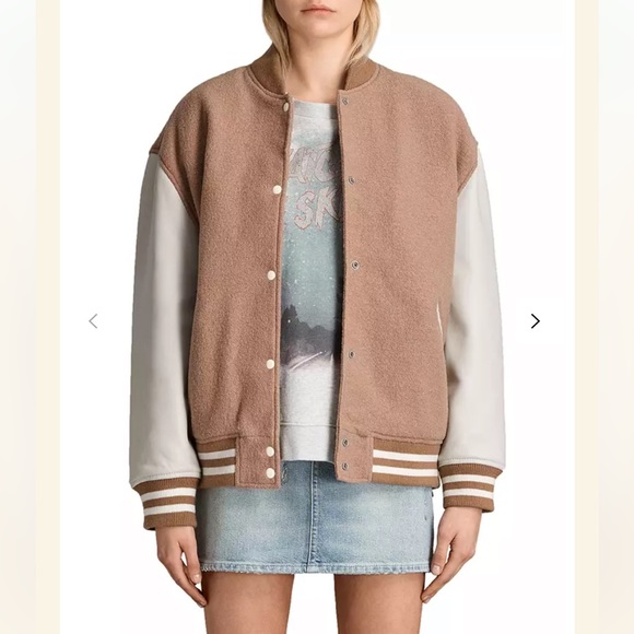 AllSaints Base Bomber Jacket in Smoke Orange/Oyster *BNWT Box Included* - Picture 11 of 14